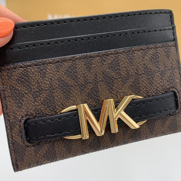 MICHAEL KORS Reed Large Card Holder Case Wallet Brown /Black MK NWT - Picture 2 of 9